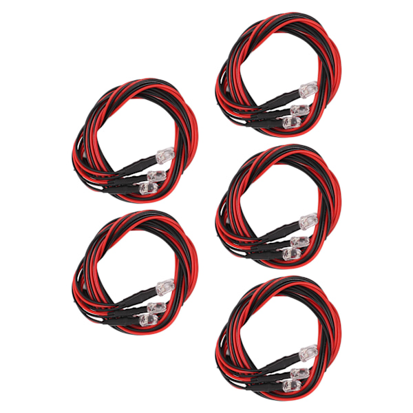 5 set 4 LED RC-billjus Hög ljusstyrka Diameter 5 mm Vitt rött ljus RC LED-ljussatser för modifierade strålkastare