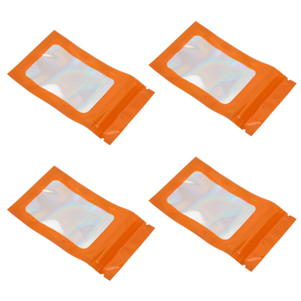 100 st Ziplock-påsar Självförslutande holografiska återanvändbara matförvaringspåsar med hängande hål Orange