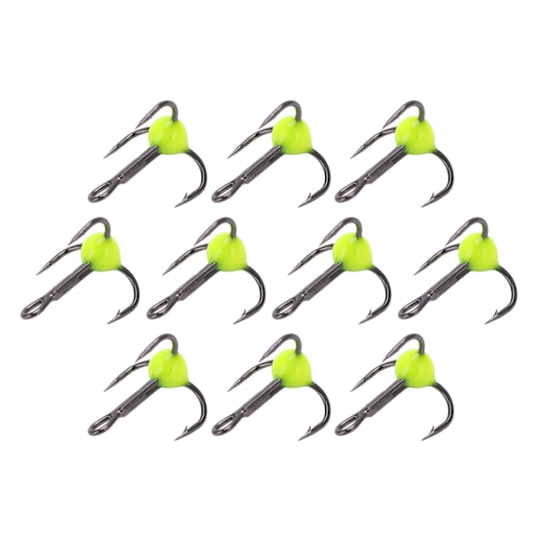 10 st/set Vinterisfiske Treankarkrokar Korrosionsbeständighet Lockfärg Borrkrok Gul