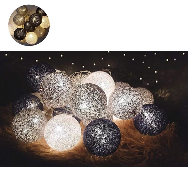 Paristokäyttöiset puuvillapallovalot - 3m 20 led pallovalot sisäseinävalot Jouluvalot koristeeksi häihin, huoneeseen, kotiin, juhliin