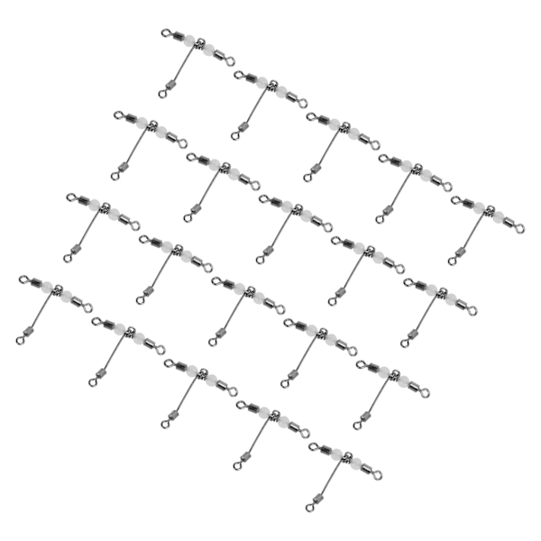 20 stk T-formet lysende fiskesvivel 3-veis kobling krysslinje rullende svivel med perler 4x5 #