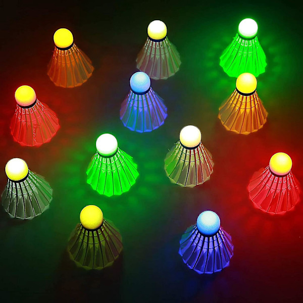 LED Badminton Shuttlecock Set of 6 - Glow in the Dark Birdies for Indoor/Outdoor