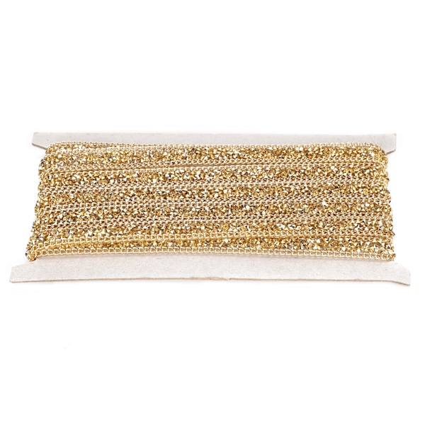 5 Yards Strassband Kristall Mesh Rulle Wrap Plast Hantverksdekorationer 1,5cm Gyllene