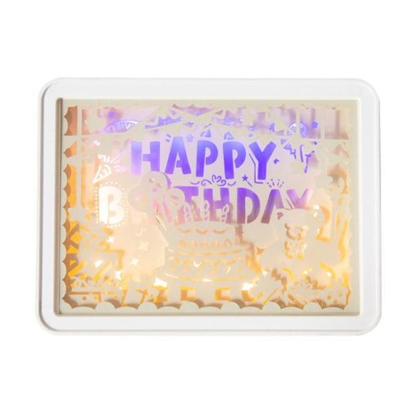 Papercut Light Box Mjukt Varmt Ljus Romantisk USB Batteridriven 3D Pappersskulpturlampa för Sovrum Kontor Fest Typ 4 (Manuell Brytare)