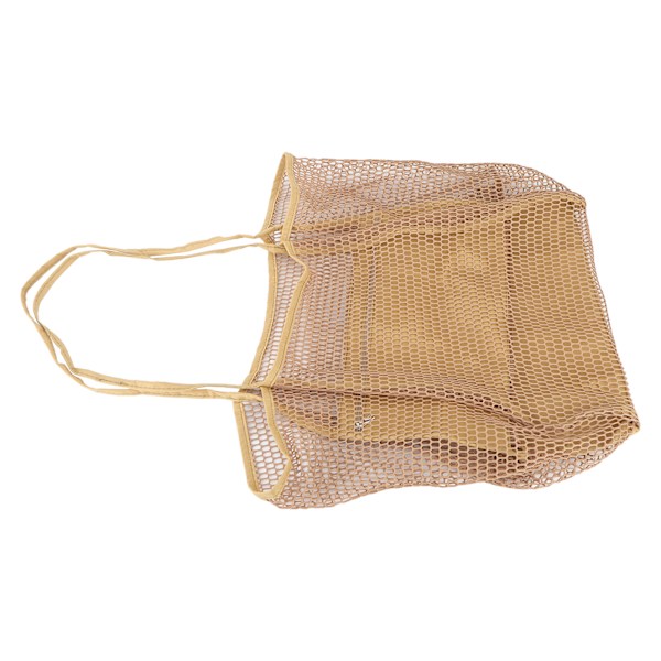 Mesh Strandveske Enkel Stor Kapasitet Flere Lommer Glidelås Håndvevd Strandveske for Reiseutflukt Camping Khaki