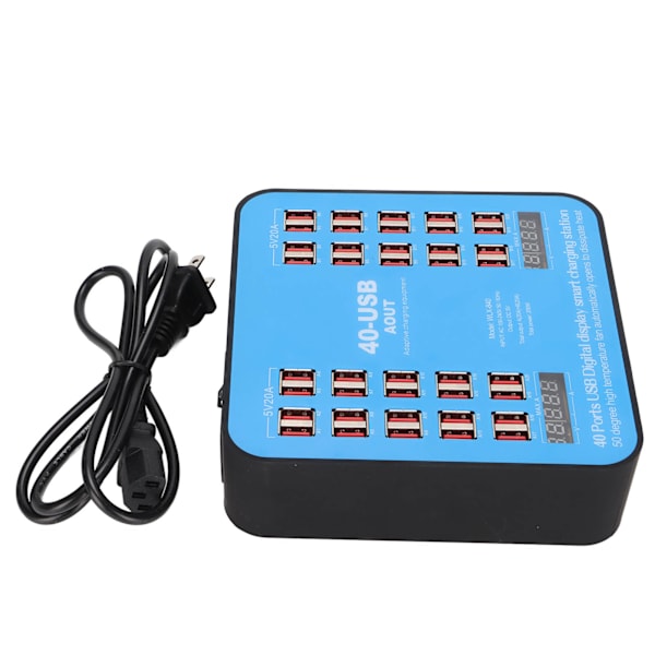 Multiport USB -latausasema WLX‑840 puhelinlatauskeskus 40 porttia 200W matkapuhelimelle tabletille 100‑240V US-pistoke