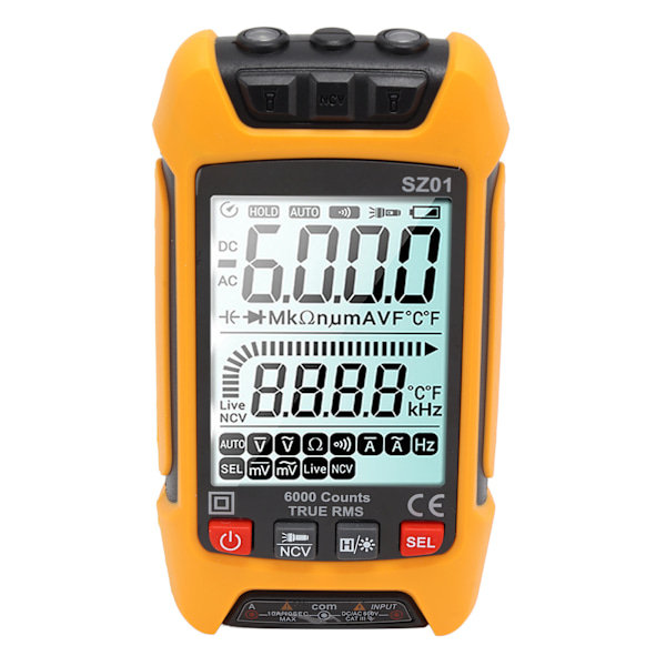 Digitalt multimeter sæt Intelligent stor skærm med høj præcision automatisk brandforebyggelse tester Orange