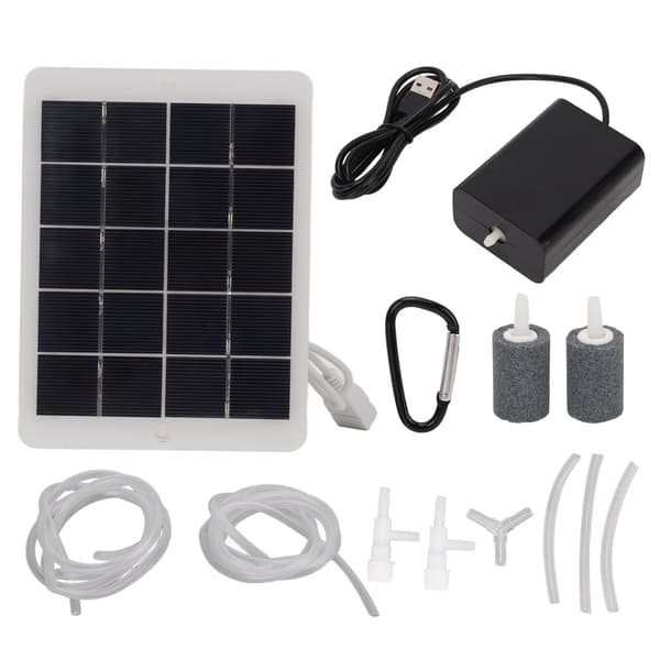 Solar Oxygen Pump Output Interface 3W5V Bærbar Solar Oxygen Aerator Kompatibel med rejser og cykling