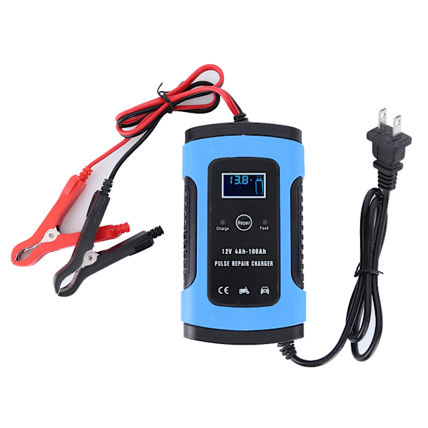 12V 6A pulsreparationsbatteriladdare med låg ljudkylfläkt för bilmotorcykel 100-240VUS-kontakt