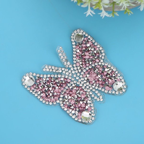 5 stk Rhinestone stofflapper Broderiklistremerke Smeltelim Applikasjon Dekor Rosa
