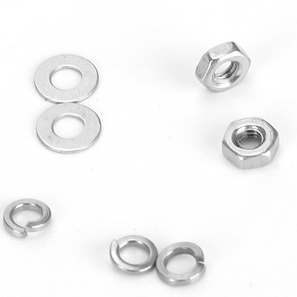 662PCS M2 Skruesæt 304 Rustfrit Stål Panhoved Kryds Maskine Skrue + Flad Elastisk Skive + Møtrik