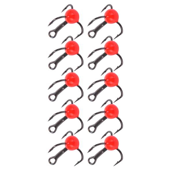 10 st/set Vinterisfiske Treankarkrokar Korrosionsbeständighet Lockfärg Borrkrok Röd