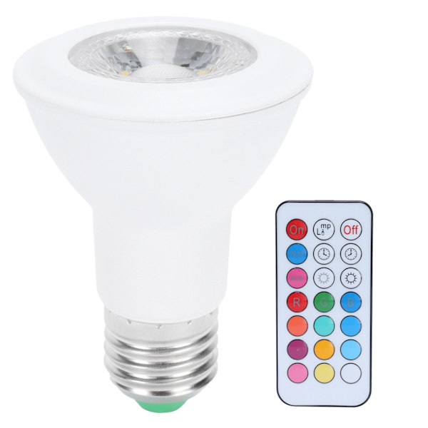 10W RGBW-spotlight med fjärrkontroll E27 färgskiftande glödlampa 85‑265V