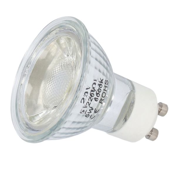GU10-pære 5W LED COB-lampe Lysstyrke Justerbar Spotlampe til Kontor i Soveværelse 220VPure Hvidt Lys 6000K
