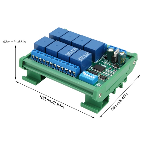12V 8Channel RS485 Relay PLC Expansion Board för RTU Protocol Remote Control(R4D8A08 R avec botier pour rail DIN)