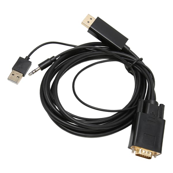VGA til DP Connector Kabel HD Video Converter Kabel med Strømforsyning og Lyd til Computer Desktop Laptop PC Skærm