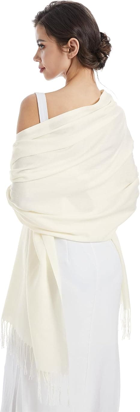 Dame Skjerf Kvinner Pashmina Sjal Wraps Bruder Brudepiker Bryllup Aftenkjoler Solid Farge, Beige [NX]