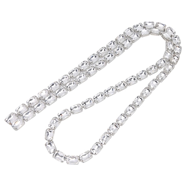 Rektangulärt glas diamantkedja hänge DIY handgjorda sömnadskläder Skor Tillbehör (Vit)