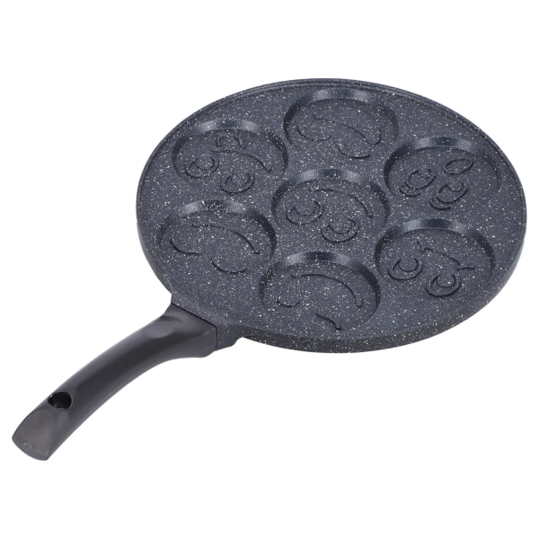 7-hulls stekepanne Mini flatbunnet pannekakepanne Nonstick Hamburg eggpanne for kjøkken Induksjonskomfyr Smilende ansikt