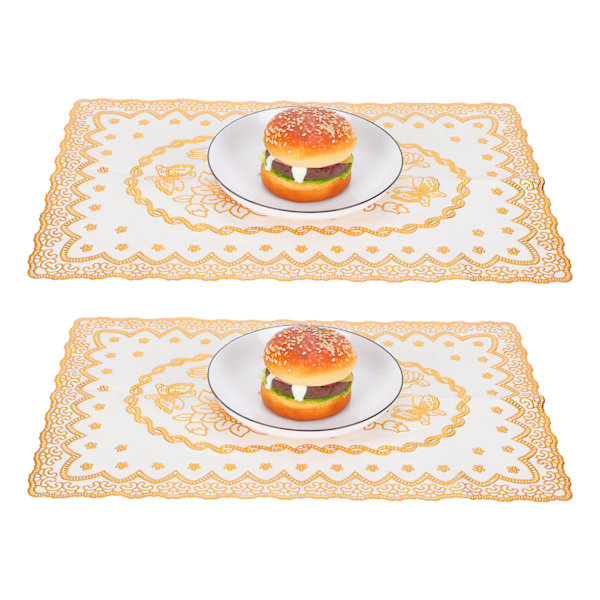 2ST 30cmx45cm PVC Bordsplassmatter Gull Placemats Koppunderlag Pad Kjøkken Bryllupsdekorasjon Stil 1