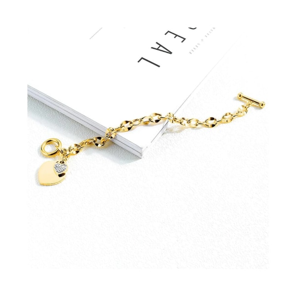 Diamantskåret Belcher Chain T-lock Toggle Armbånd i smykker i guldlag i stål