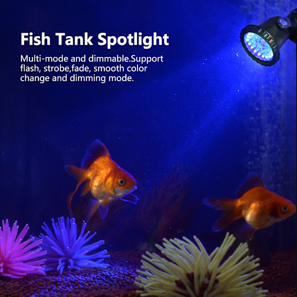 100-240V Akvarium LED Vandtæt Belysning RGB Nedsænkelig Spotlight Fisketank Have Dam (#9)
