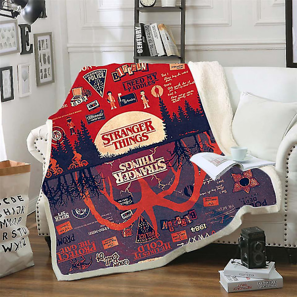 Stranger Things 3D-trykt Pludset Fleece Tæppe 130*150cm