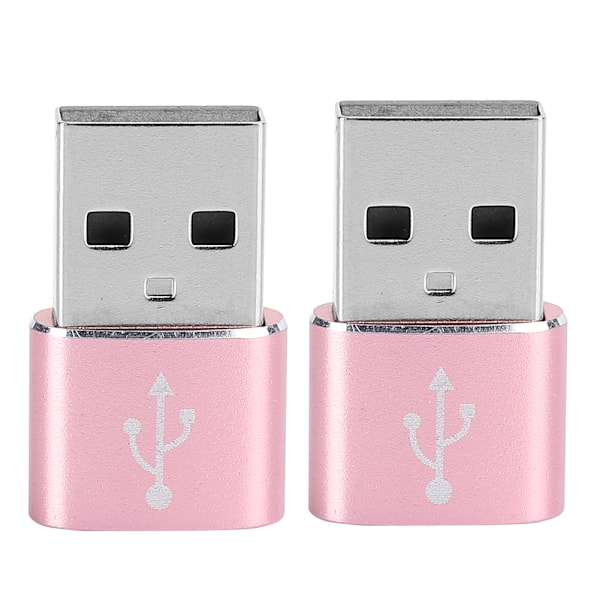 2 kpl Alumiiniseos TypeC - USB-sovitin lataukseen, synkronointiin ja tiedonsiirtoon (vaaleanpunainen)