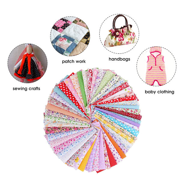 100 st Square Patch Work Bomullstryckt Olika mönster Klädtillbehör för DIY-sömnad