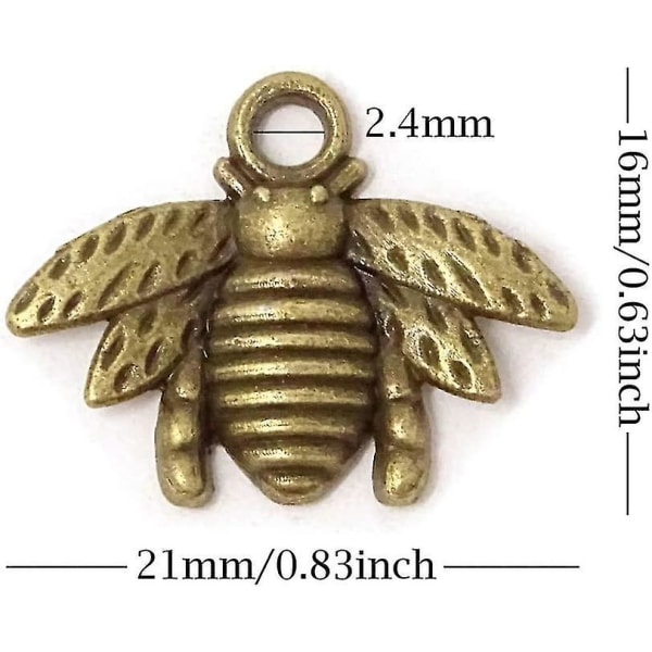 60 stk Alloy Bee Honeybee sjarmanheng, tilbehør til å lage smykker til å lage smykker (bronse) White