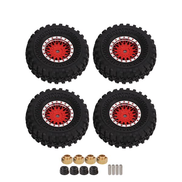 4 stk. RC Køretøj Mikro Hjulssæt Mesh Hjul Fælge Dæk 55mm til AXIAL SCX24 AXI90081 AXI00001 AXI00002 1/24 RC Bil Rød