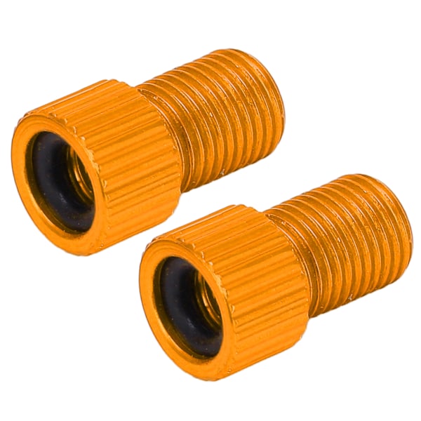 2 st/set Presta till Schrader cykelventilomvandlare Slitstark mountainbikepumpadapter Gyllene gul