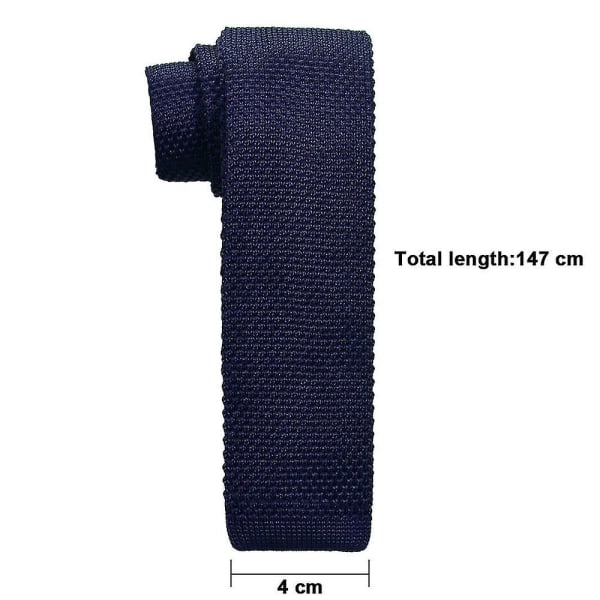 1stk Strikket Stoff Tie Knit Tie Slips Vaskbar Smal Jersey Solid Navy blue