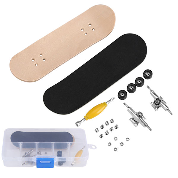 1. Lønnetre Finger Skateboard med Griptape og Kasse Reduser Trykk Gaver Svart