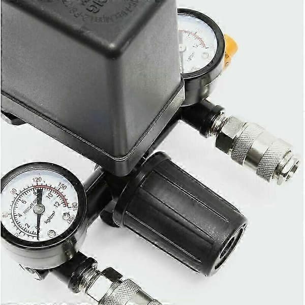 Trykregulator med måler og afbryder til kompressorer, 0-12 bar display, 8 bar maks., 240V/16A