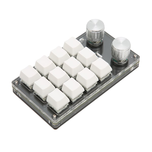 Mini-tangentbord 12 taster 2 knapper USB eller BT-tilkobling Blå bryter Plug and Play Programmerbar tastatur for spill Kontor Media Hvit