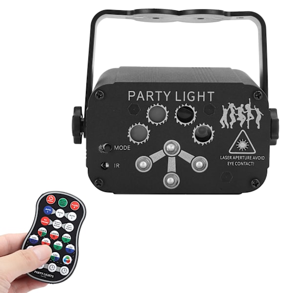 Mini Scenelys 8-huls USB Stemmeaktivering RGB Projektionslampe til KTV-bardekoration