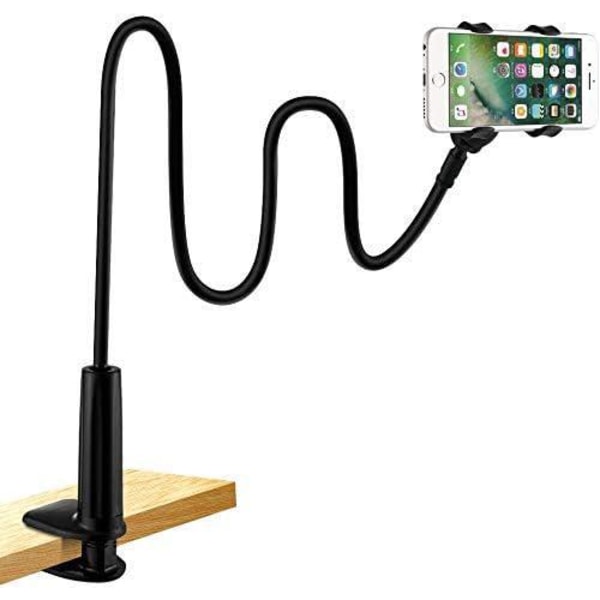 En 80 cm svart mobiltelefonhållare med flexibel svanhalsarm 360° vridbar mobiltelefonhållare