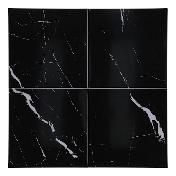 4st förtjockad PVC-kakeldekal Vattentät självhäftande golvdekal för köksbadrum (30x30cm DLSF01 svart)
