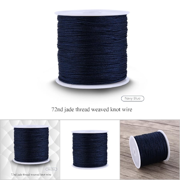 100M x 0,8mm Nylon Kinesisk Knot Sladd Rattail Macrame Shamballa trådsnöre Mörkblå