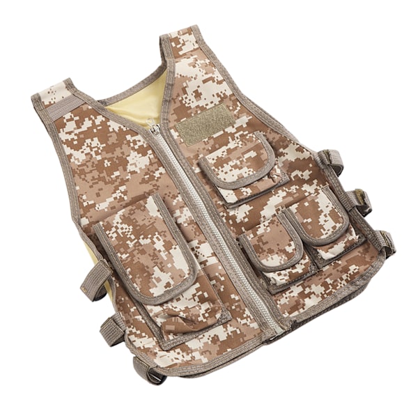 Børne Combat Vest Oxford Klud Talje Justerbar Multi Lommer Børnevest til Vandreture Bjergbestigning Camouflage S