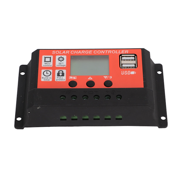 PWM Auto Solcellederegulator med LCD-skærm, dobbelt USB, solpanelregulator 12V/24V20A