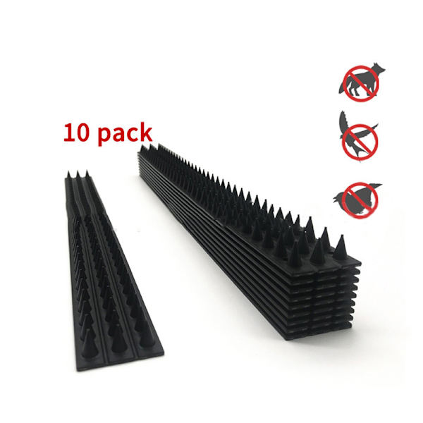 10 st Plast Fågel Spikes Hög flexibilitet Anti Thief Säkerhet Stängsel Spikes för vägg Svart