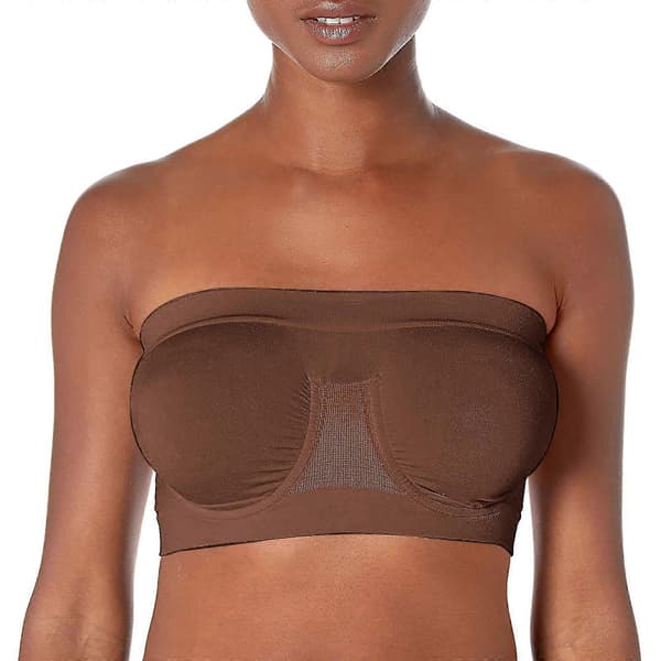 Dame Elastisk Stroppløs BH, Sommer Bandeau BH, Plus Size Stroppløs BH, Komfort Trådløs BH Brown S