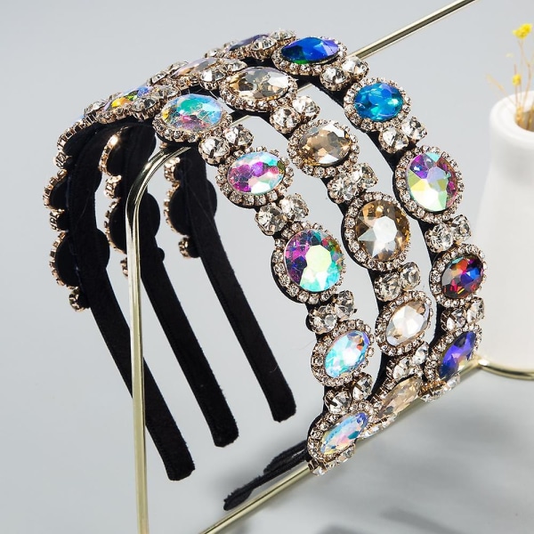 Crystal tekojalokivi Bejeweled pääpanta naisille Sparkly Color koristeltu helmi Boho hiuspanta Muotiasusteet tytöille