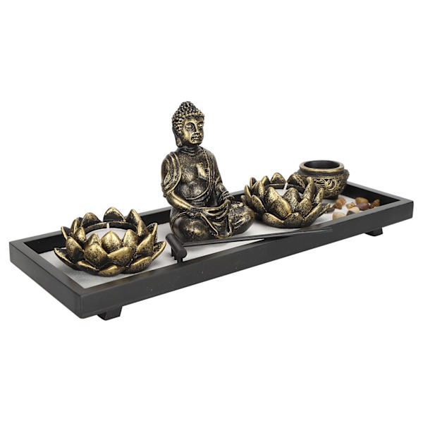 Zen Sand Trädgårdsbord Buddhistiska Kreativa Ljusstake Hantverk Prydnader Skrivbordsdekor