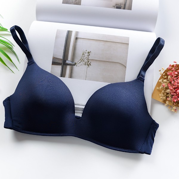 Dam BH 3/4 Cup Trådlös Sömlös Push Up Justerbar Mjuk Andas Ren Färg BH för Studenter Dam 4st Färg Blandad 36AB