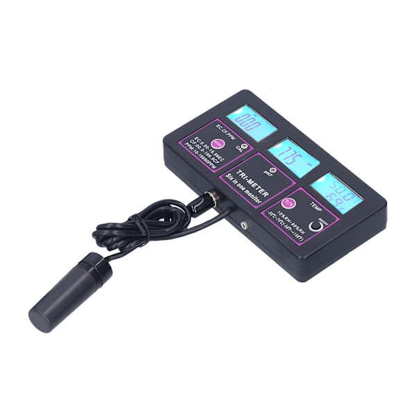 6 i 1 Vandkvalitetsmåler Multifunktionel PH Temp EC CF RH TDS-måler til Akvarium Hydroponics PH‑217US Stik 110V