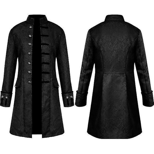 Medeltida gotisk retro lapptäcksrock i svart - Storlek 4XL