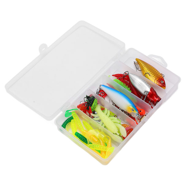 Fiskesæt med Bløde og Hårde Lokkedyr Tackle Kit Minnow Popper Crank Frø Lokkedyr Krog til Bas Gedde Fiskeri